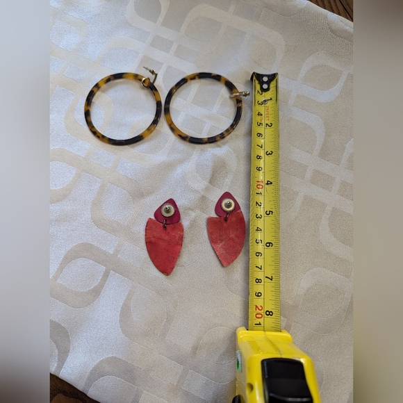 Statement earrings. Set of 2.  Cosmetic only . The circles are 3 inches. EUC. - Picture 6 of 6